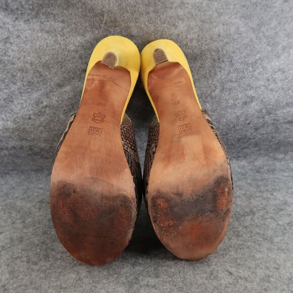 Saks Fifth Avenue Shoes Womens 9 Platform Pumps Slingback Peep Toe Snake Fashion - Picture 13 of 16